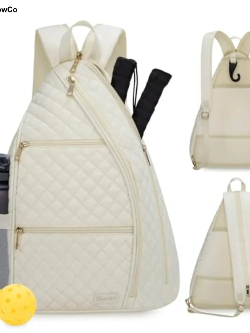 Quilted Crossbody Sling Backpack for Pickleball & Tennis Paddle